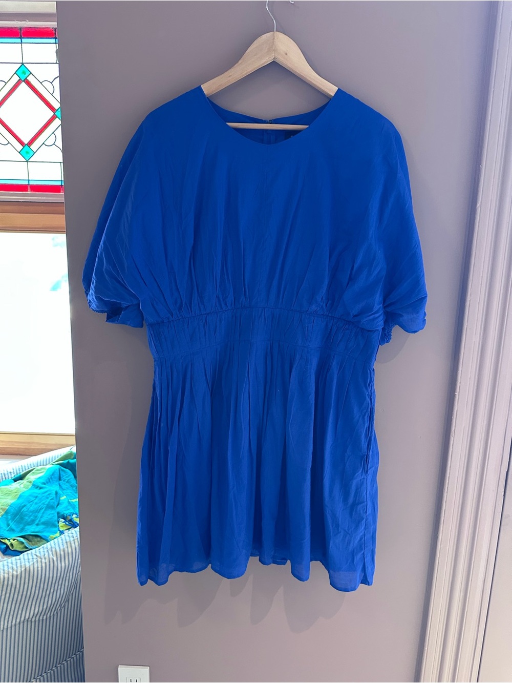 Banana Republic Cobalt Blue Short Sleeve gathered-waist dress